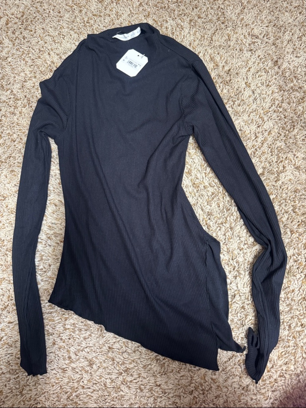 Altar’d State Long Sleeve Ribbed Black Women's Top